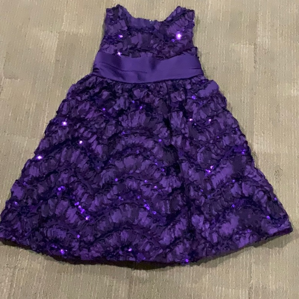 Kids Dark Purple Sequenced Dress